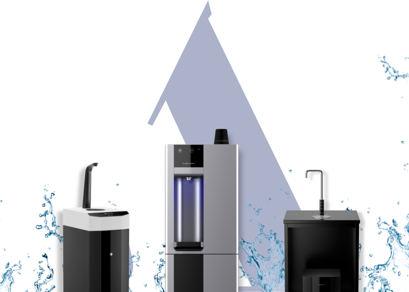 Image de trois fontaines avec le logo d'Aquafontaine